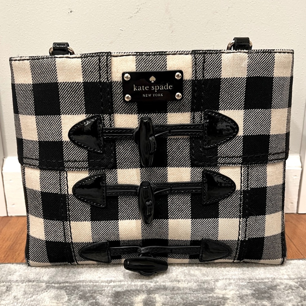 Kate Spade black and white checkered small handbag